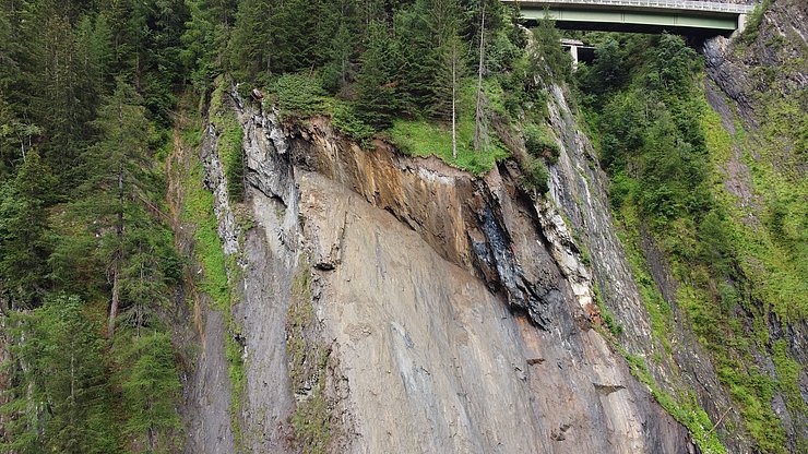 Die Abbruchstelle unterhalb der Virgentalstraße