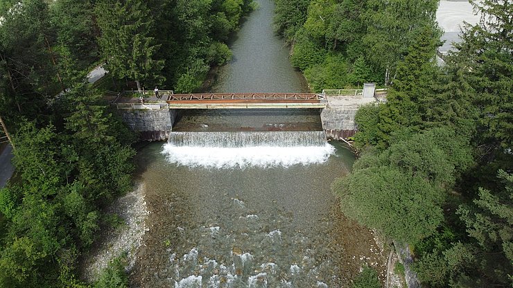 © Land Tirol Das alte Larsenwehr von der Vogelperspektive.
