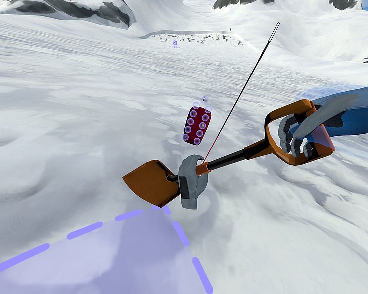 Aufnahme der Simulation (aus der Ego-Perspektive): Mit Schaufel wird gegraben