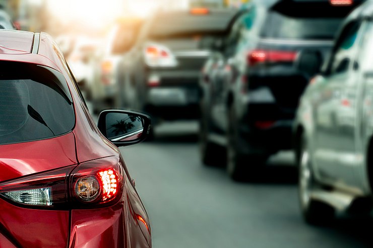 Luxury,Of,Red,Car,Stop,On,The,Asphalt,Junction,By