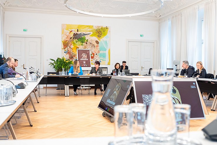 Im Rahmen eines Pressefrühstücks wurde der Landtagspodcast vorgestellt.