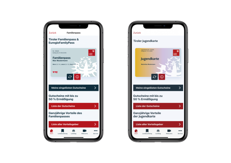 © Land Tirol Mockups Familienpass und Jugendkarte