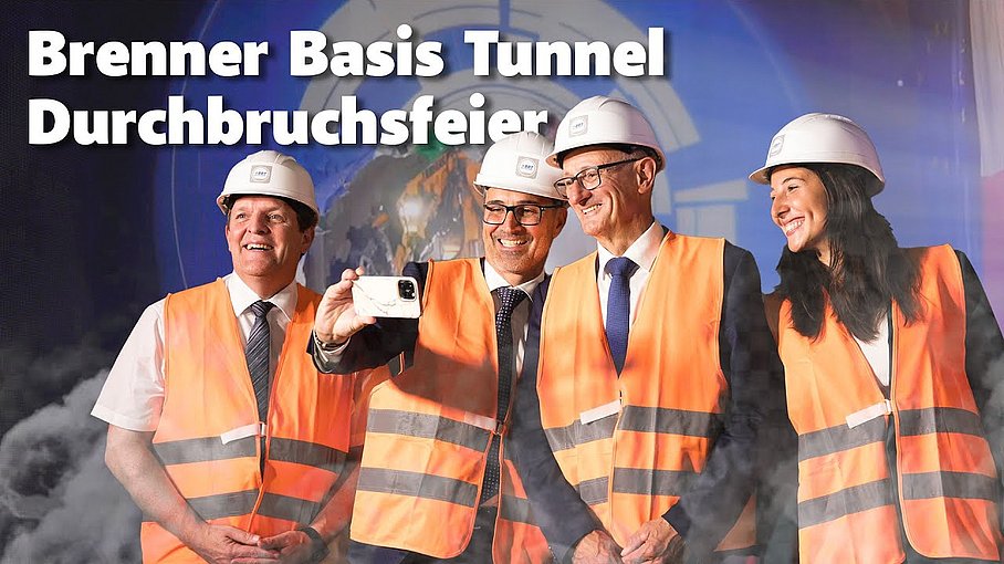 Durchschlag des Erkundungsstollens des Brenner Basistunnels