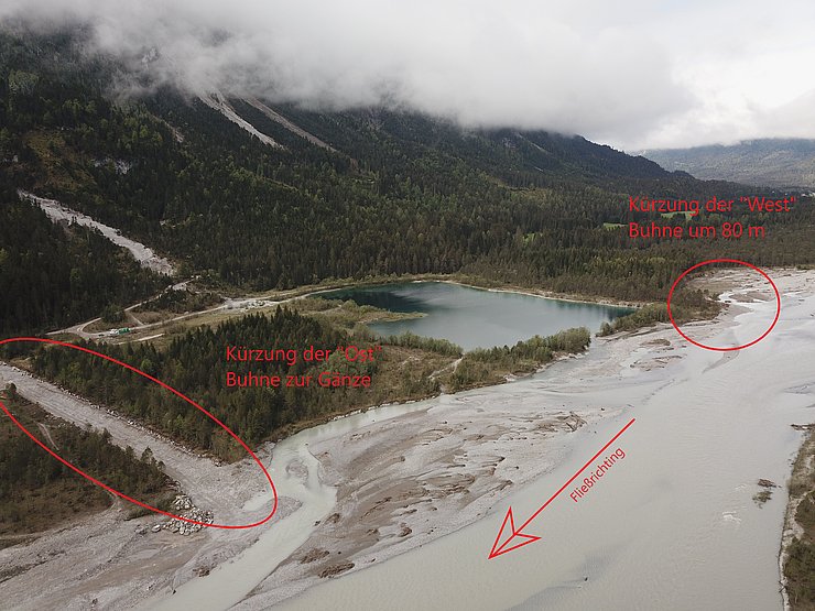 © Land Tirol/Reiter Die Arbeiten am Rückbau der Buhnen sind abgeschlossen (Mai 2020).