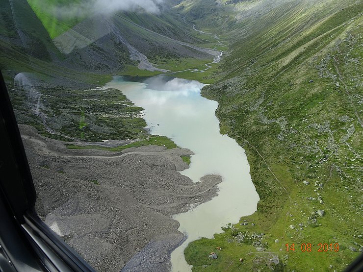 © Land Tirol/Fachbereich Landesgeologie Muren führten zu einem Aufstau des Radurschlbaches