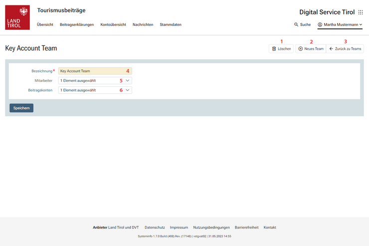 © Land Tirol In der Teamverwaltung kann die Bearbeitung von bestimmten Beitragskonten bestimmten MitarbeiterInnen vorbehalten werden. MitarbeiterInnen, die dem betreffenden Team nicht zugeordnet sind, können die Beitragskonten des Teams nicht einsehen.