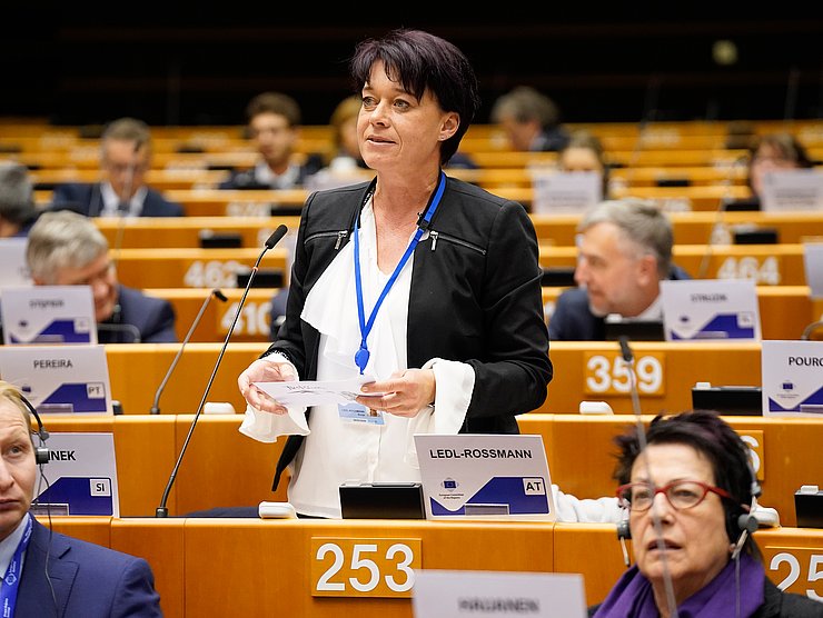 LTPin Ledl-Rossmann forderte in ihrer Rede Bewegung in Sachen Bahnausbau.