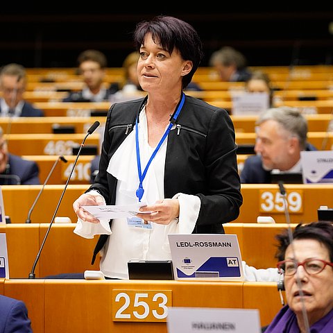 LTPin Ledl-Rossmann forderte in ihrer Rede Bewegung in Sachen Bahnausbau.