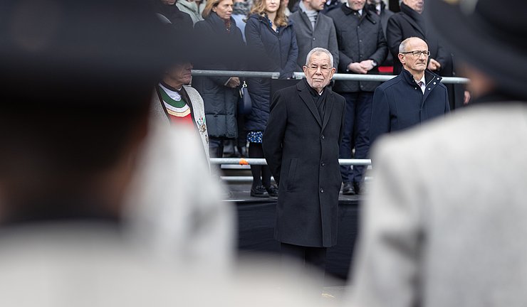© Daniel Trippolt/HBF Landeshauptmann Anton Mattle und Bundespräsident Alexander van der Bellen beim Landesüblichen Empfang