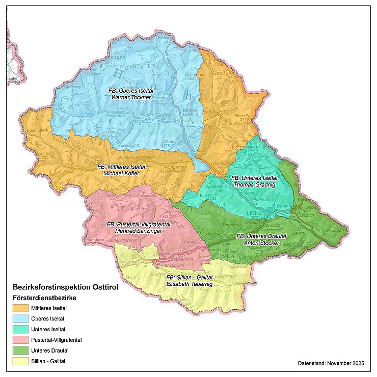 © BH Lienz Zuständigkeiten der Försterbezirke