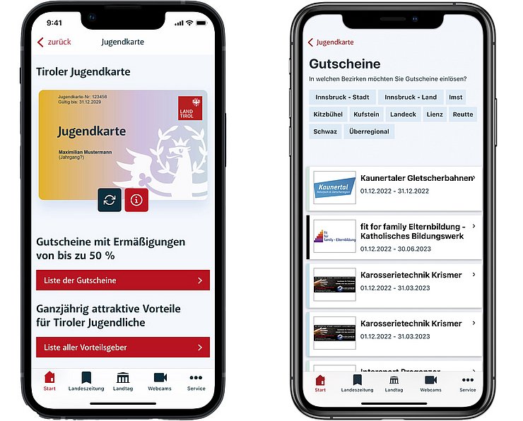 Mockup Handys mit Land Tirol App 