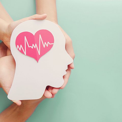 Hände halten ein Herz aus Karton 