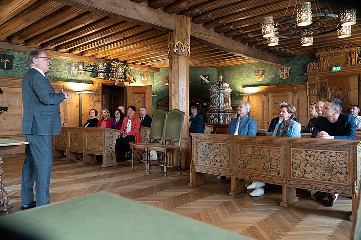 © Tiroler Landtag/Oswald Zuvor lud Bürgermeister Christian Margreiter die PräsidentInnen ins Haller Rathaus.