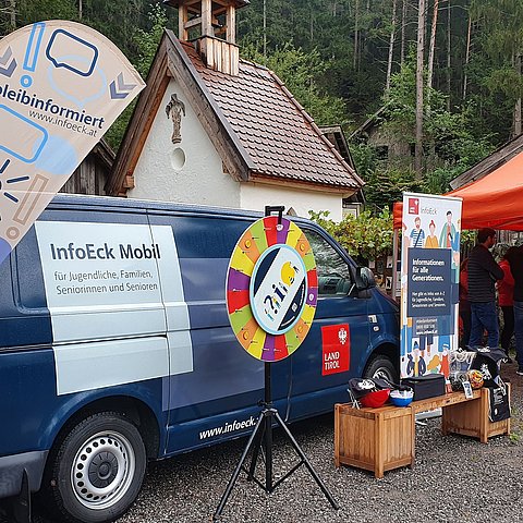 Bei der InfoEck - Sommertour ist zeitweise auch das InfoEck Mobil mit dabei.