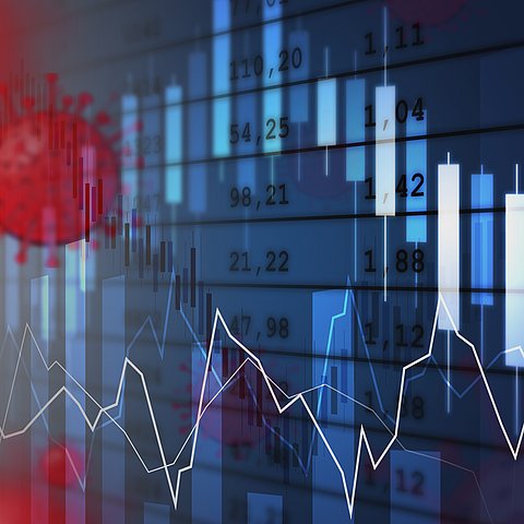 Symbolische Darstellung von Viren und Bilanzen.