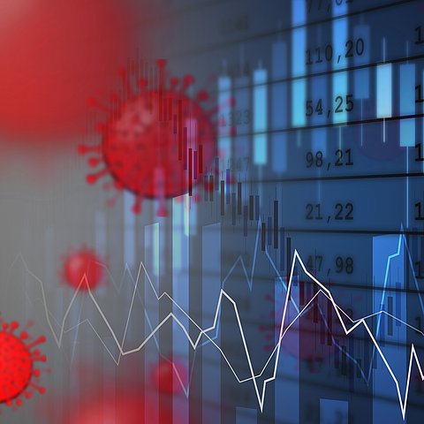 Symbolische Darstellung von Viren und Bilanzen.