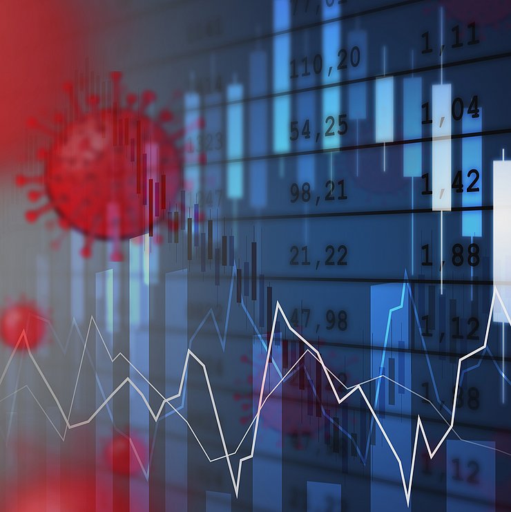 © Shutterstock Symbolische Darstellung von Viren und Bilanzen.