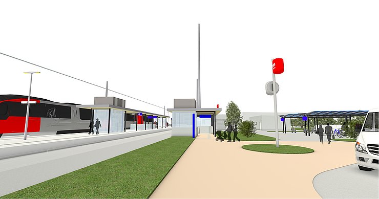 © ÖBB/studio 23 architektur Visualisierung des Bahnhofs Schönwies