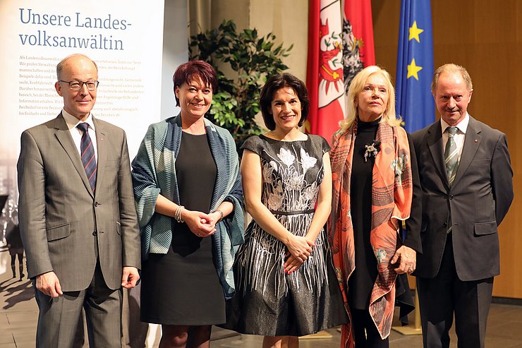 (v.li.) LVA a.D. Johannes Pezzei, LTPin Sonja Ledl-Rossmann, LVAin Maria Luise Berger, VAin a.D. Gertrude Brinek und LVA a.D. Josef Hauser.