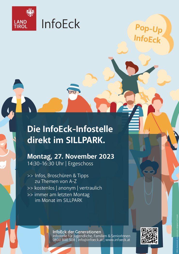 © InfoEck Das neue Pop-Up-InfoEck im Einkaufszentrum Sillpark in Innsbruck lädt zum Besuch ein.