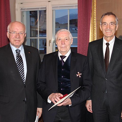 v.l. LTP Herwig van Staa, Leander Petzoldt, Rektor Tilmann Märk