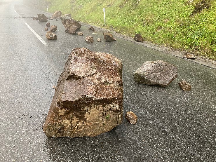 © Land Tirol Felsblöcke auf der L 238 Niederthaier Straße.