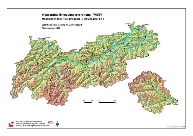 © Land Tirol - tiris Karte Wassergüte Erhebungsverordnung