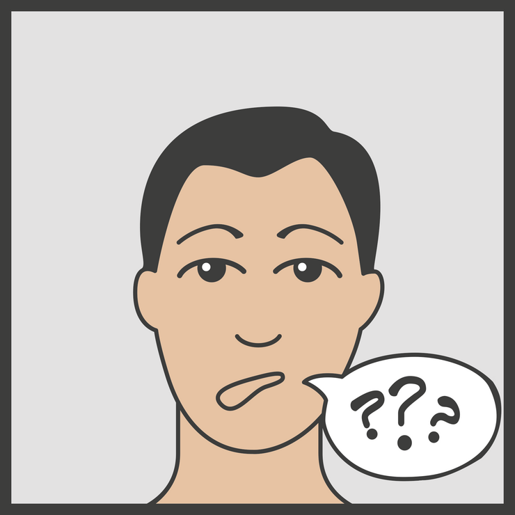 © Shutterstock Zeichnung eines Menschen mit Sprechblase voller Fragzeichen