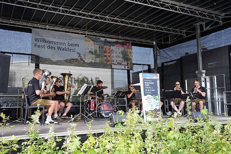 Musikgruppe spielt auf Bühne