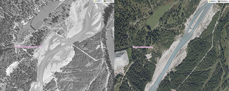 Luftaufnahme aus dem Jahr 1970 und von Heute … 