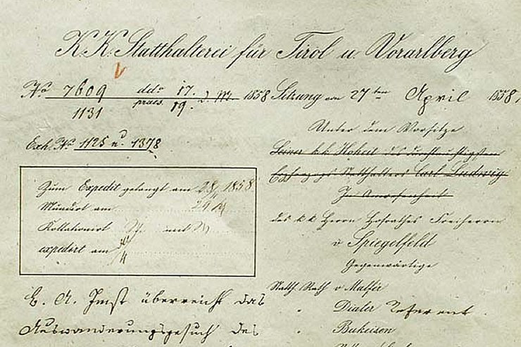 © Tiroler Landesarchiv Liste der Auswanderer 1858-59