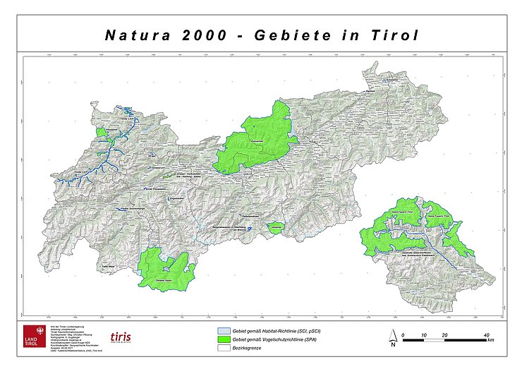 © Land Tirol - tiris Karte Natura 2000 Gebiete Tirol