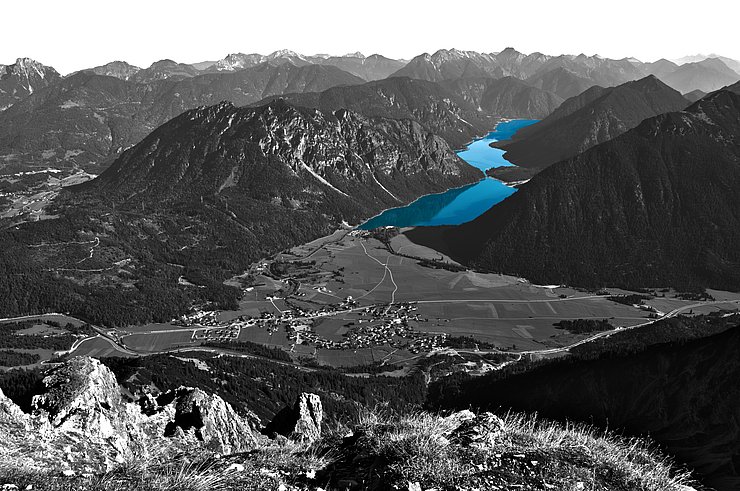 Luftbild Übersicht schwarz/weiß