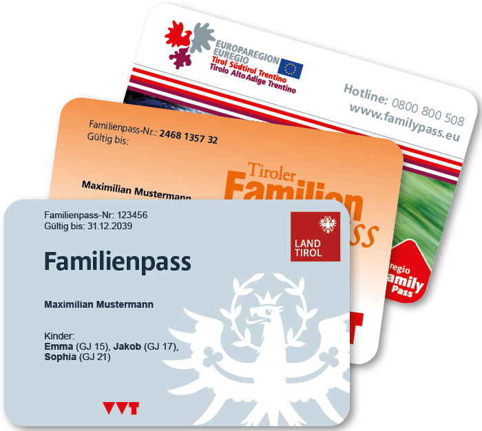 © Land Tirol Abbildung Tiroler Familienpass/EuregioFamilyPass
