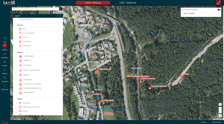 Karte mit eingezeichneten Schadensstellen