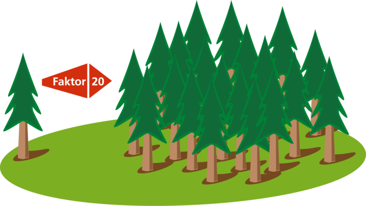 © LWF Befallsprognose bei günstigen Bedingungen für den Buchdrucker. Aus einem Käferbaum können sich 20 Neue entwickeln.