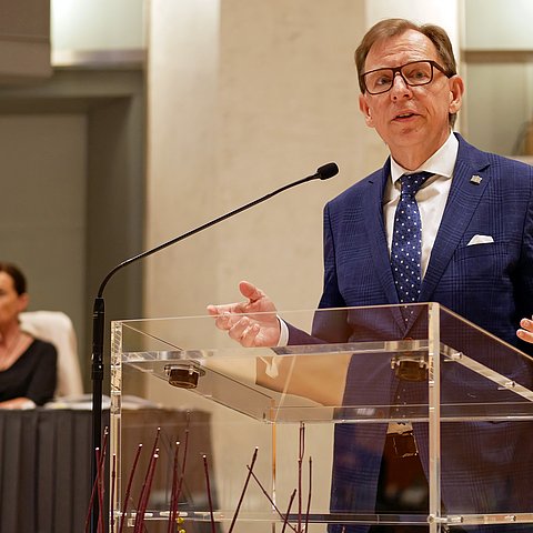 Bundesratspräsident Christian Buchmann präsentierte in seiner Rede die Themenschwerpunkte seiner Präsidentschaft.