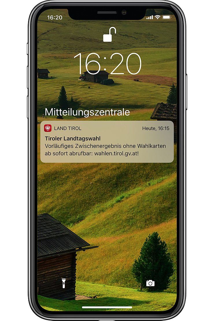 © Land Tirol Pushnachrichten mit der Land Tirol App (Screenshot)