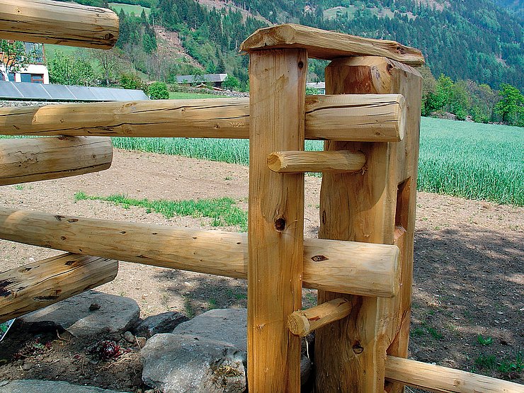 © Land Tirol/Revital Stangenzaun mit gelochter Säule