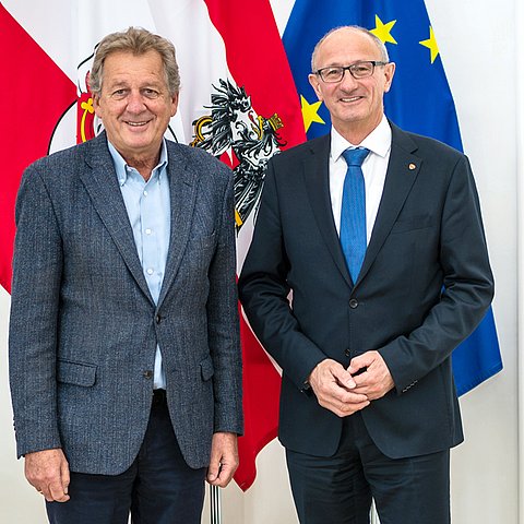 Gemeinsames Foto mit Erwin Zangerl und Anton Mattle