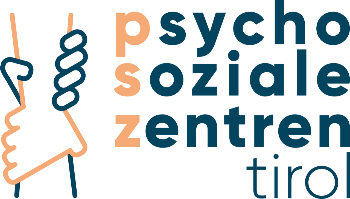 © Psychosoziale Zentren Tirol Logo mit Schrift und zwei Händen, die sich einander festhalten